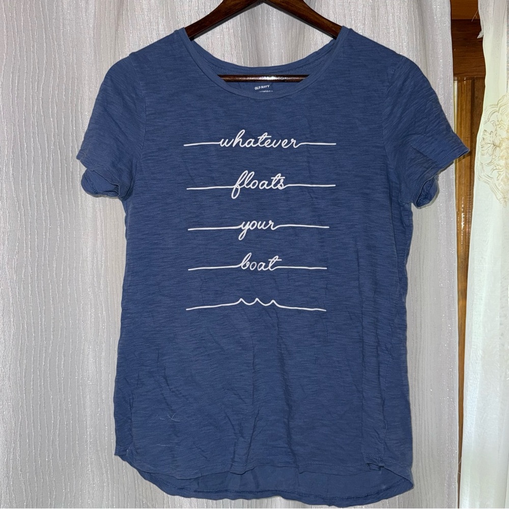 Old Navy Blue Graphic Tee with Nautical Text